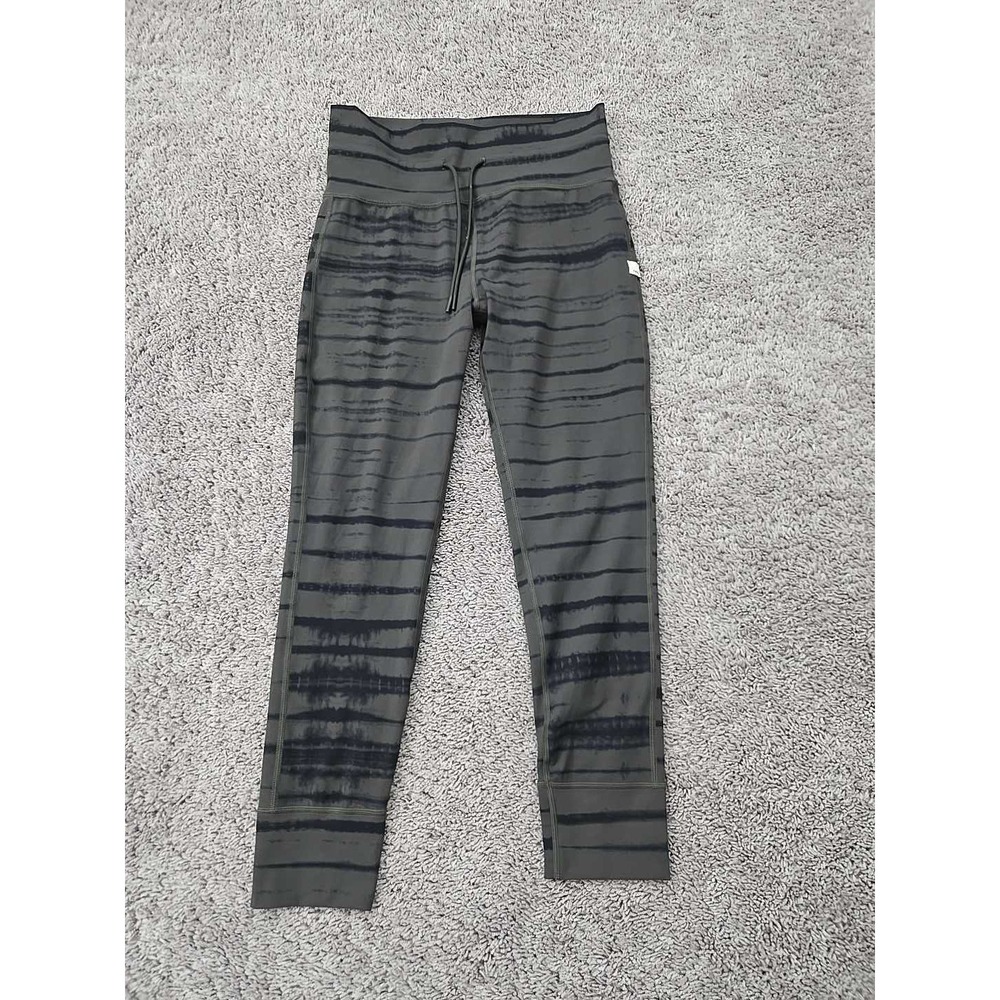 Vuori Leggings Womens L Green Shibori Striped Drawstring Cropped Active Casual